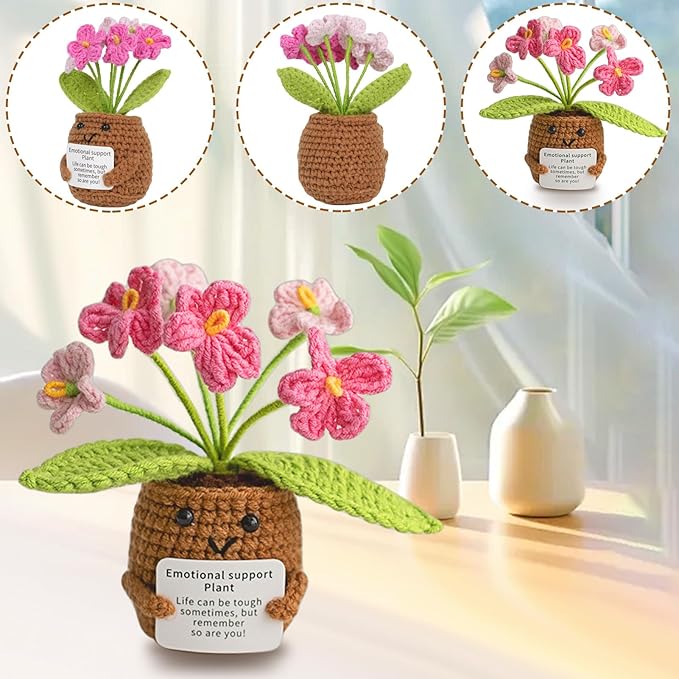 Handgemachtes Glückskartoffel-Set mit Vergissmeinnicht-Blumen | Taschenfreund mit positiver Botschaft – Perfektes Geschenk zur Genesung, Prüfung oder Geburtstag