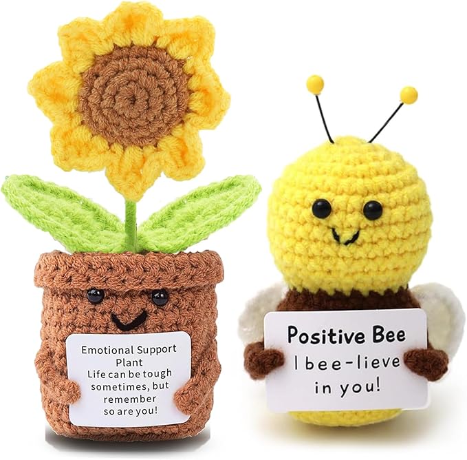 Handgemachte Glücks-Sonnenblume im Mini-Topf | Kleine positive Aufmerksamkeit als Mutmacher & Genesungsgeschenk für Freunde und Kollegen