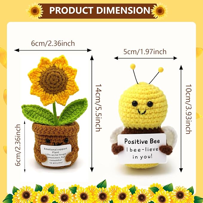 Handgemachte Glücks-Sonnenblume im Mini-Topf | Kleine positive Aufmerksamkeit als Mutmacher & Genesungsgeschenk für Freunde und Kollegen