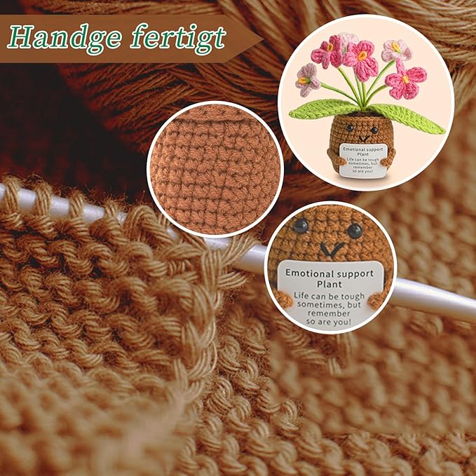 Handgemachtes Glückskartoffel-Set mit Vergissmeinnicht-Blumen | Taschenfreund mit positiver Botschaft – Perfektes Geschenk zur Genesung, Prüfung oder Geburtstag